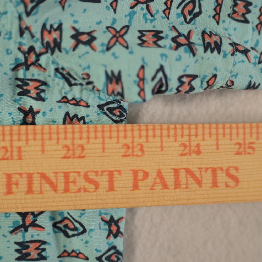 ONeill Mens XL Modern Fit Turquoise Tribal Geometric Print Button Down Shirt - Picture 6 of 8